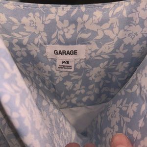 Cowel neck side scrunch blue and white floral garage dress petite small